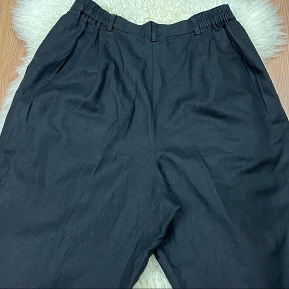 Vintage 90’s Susan Bristol Black Linen High Waist Relaxed Trouser Pants 12 - Picture 6 of 12